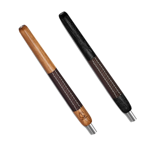 Wookah Wooden Leather Mouthpiece in Oak Brown and Nox Brown