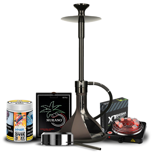 Octagon Hookah Starter Kit - Full Black