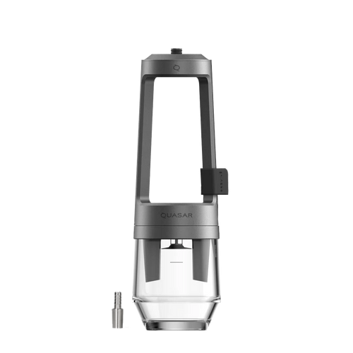 Quasar Arguile Lounge Edition shisha with the black rubber hose holder and metal hose adapter