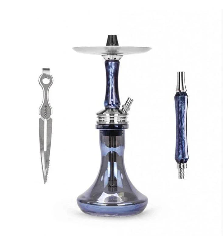 Ocean Hookah Kaif Small Shisha - Steel Blue Chrome - Hookah Shisha
