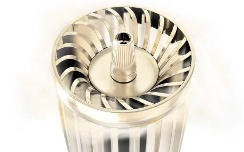 A crown of metal fins