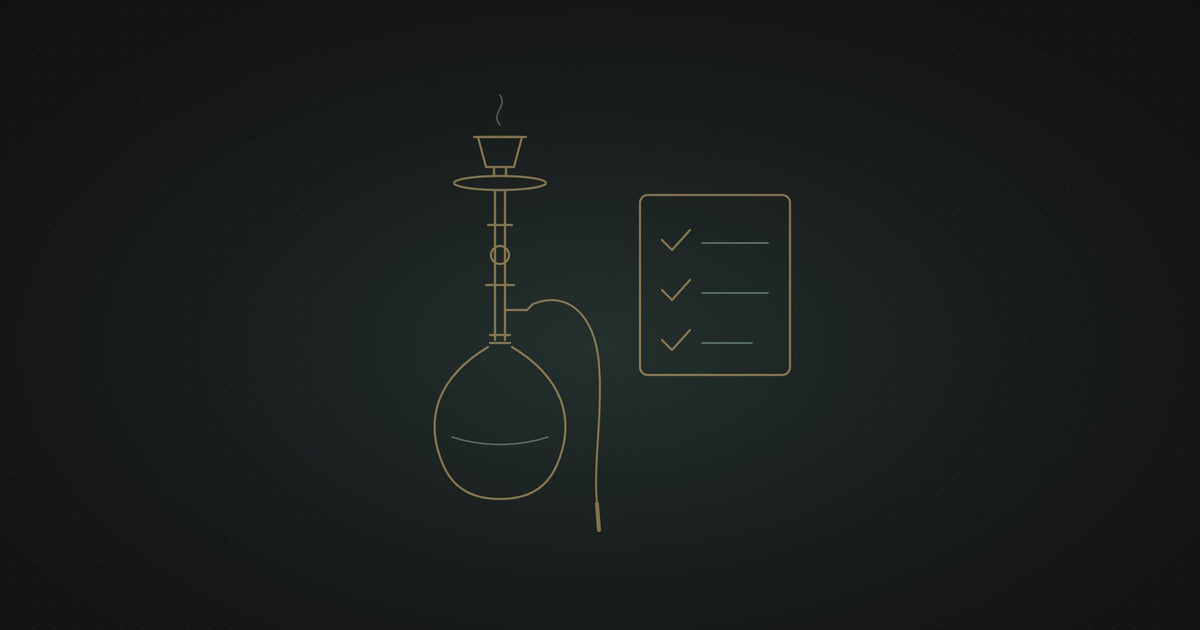 Line drawing of a shisha next to a checklist