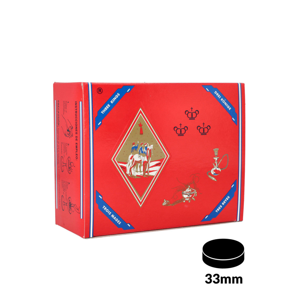 Three Kings Quick-Light Charcoal 33mm 100pcs
