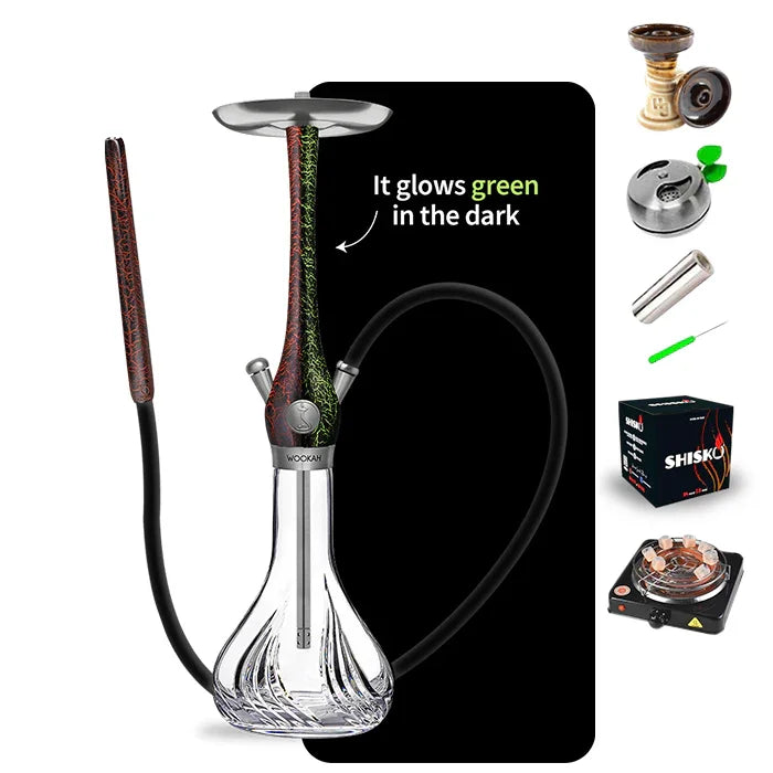 Wookah Lumi Red Mastercut Flames Hookah (Glow in Dark)