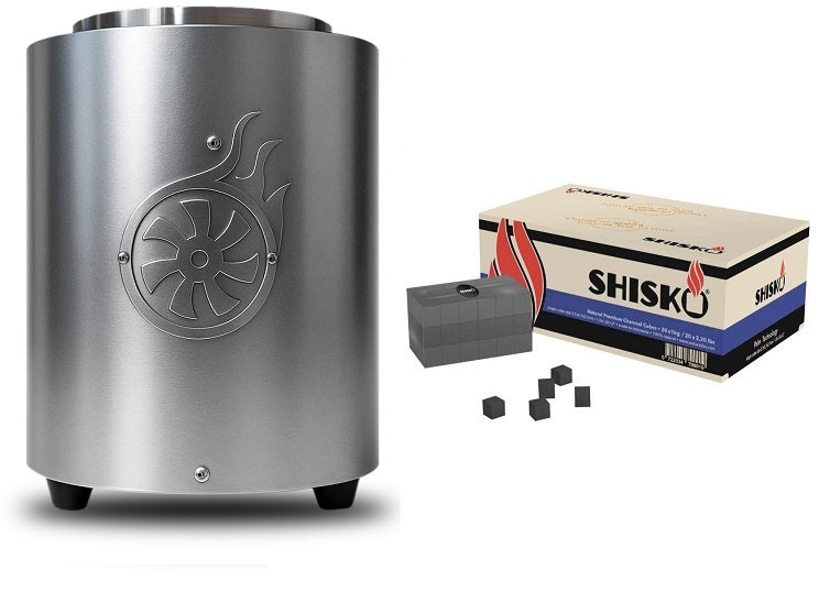 Shisha Turbine Neo Brushed Stainless Steel - Silver (With Charcoal)