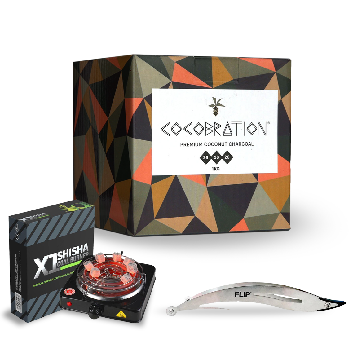 Cocobration 26mm 1kg + Pince Flip + Allume-charbon X1