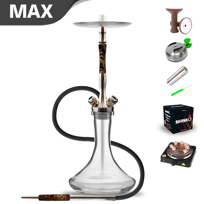 Union Hookah Fibonacci - Stabilised Wood Red Grey