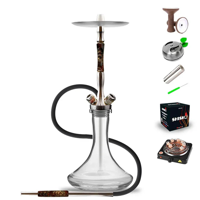 Union Hookah Fibonacci - Stabilised Wood Red Grey
