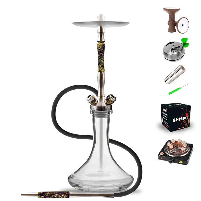 Union Hookah Fibonacci - Stabilised Wood Yellow Purple