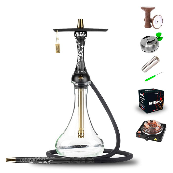 Alpha Hookah X VNDL Set Jet Black Hookah Shisha UK black friday shishagear
