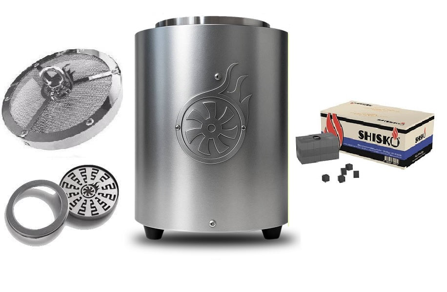 Shisha Turbine Neo Brushed Stainless Steel - Silver (With Charcoal)