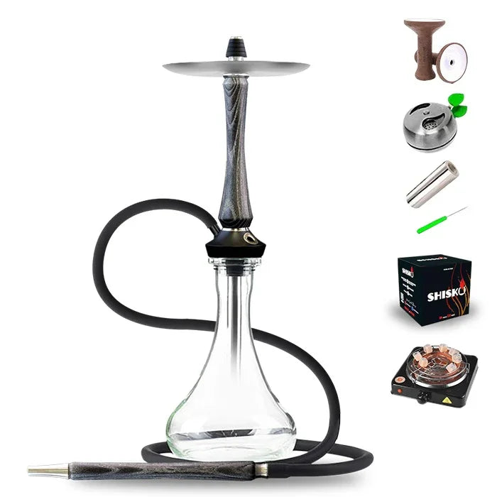 Union Hookah Sleek V2 - Black with Silver