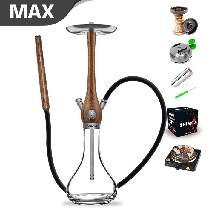 Wookah Walnut Smooth Clear Hookah
