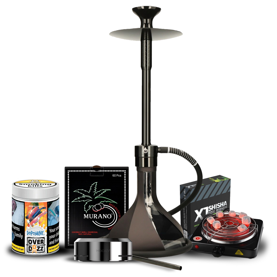 El-Badia Octagon Hookah Starter Kit - Full Black