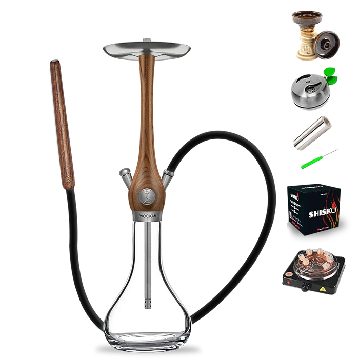 Wookah Walnut Smooth Clear Hookah