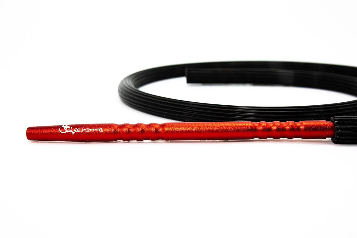 Dschinni Candyhose Black with Aluminium Red Mouthpiece - shishagear - UK Shisha Hookah Black Friday