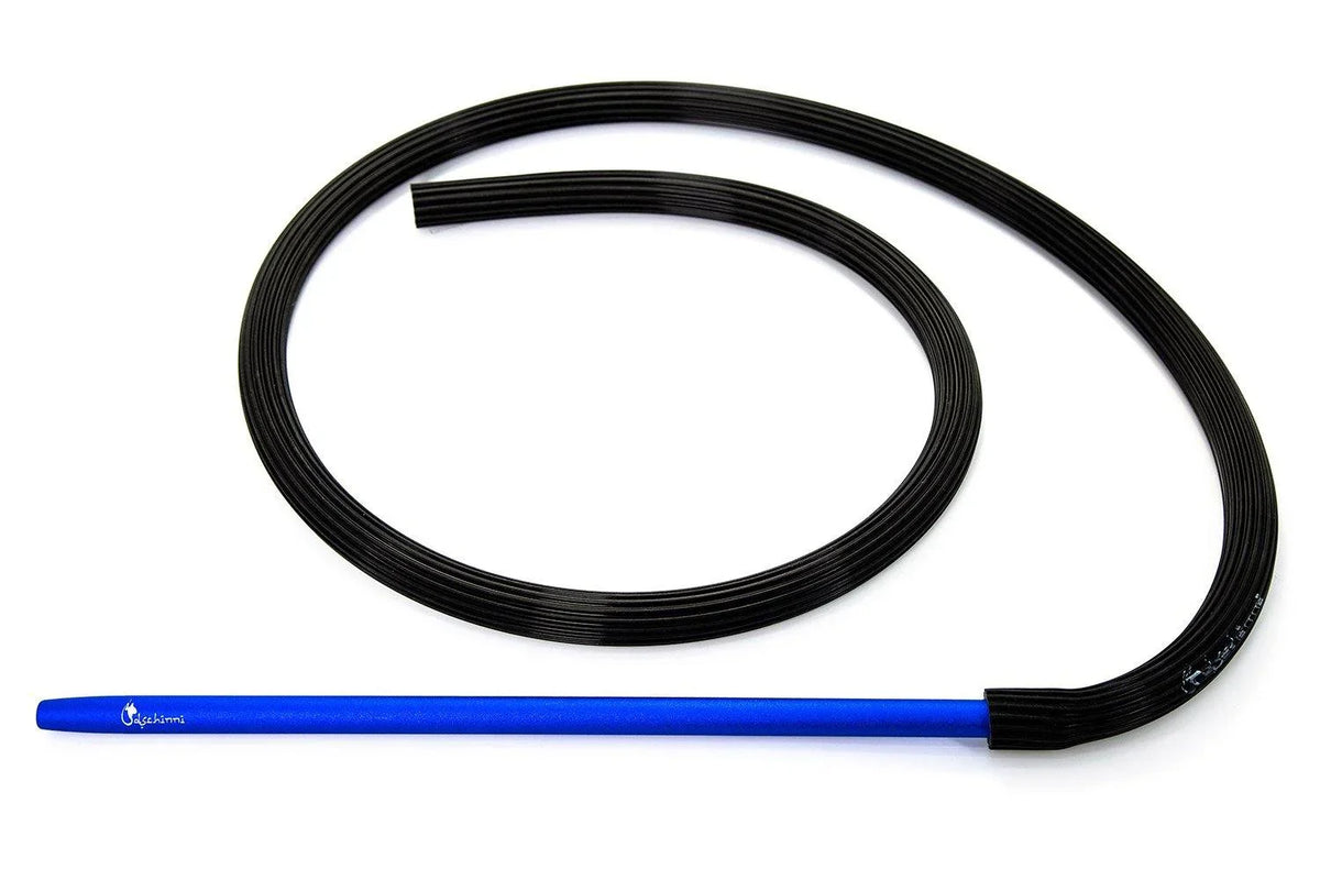 Dschinni Candyhose Black with Aluminium Blue Mouthpiece - shishagear - UK Shisha Hookah Black Friday