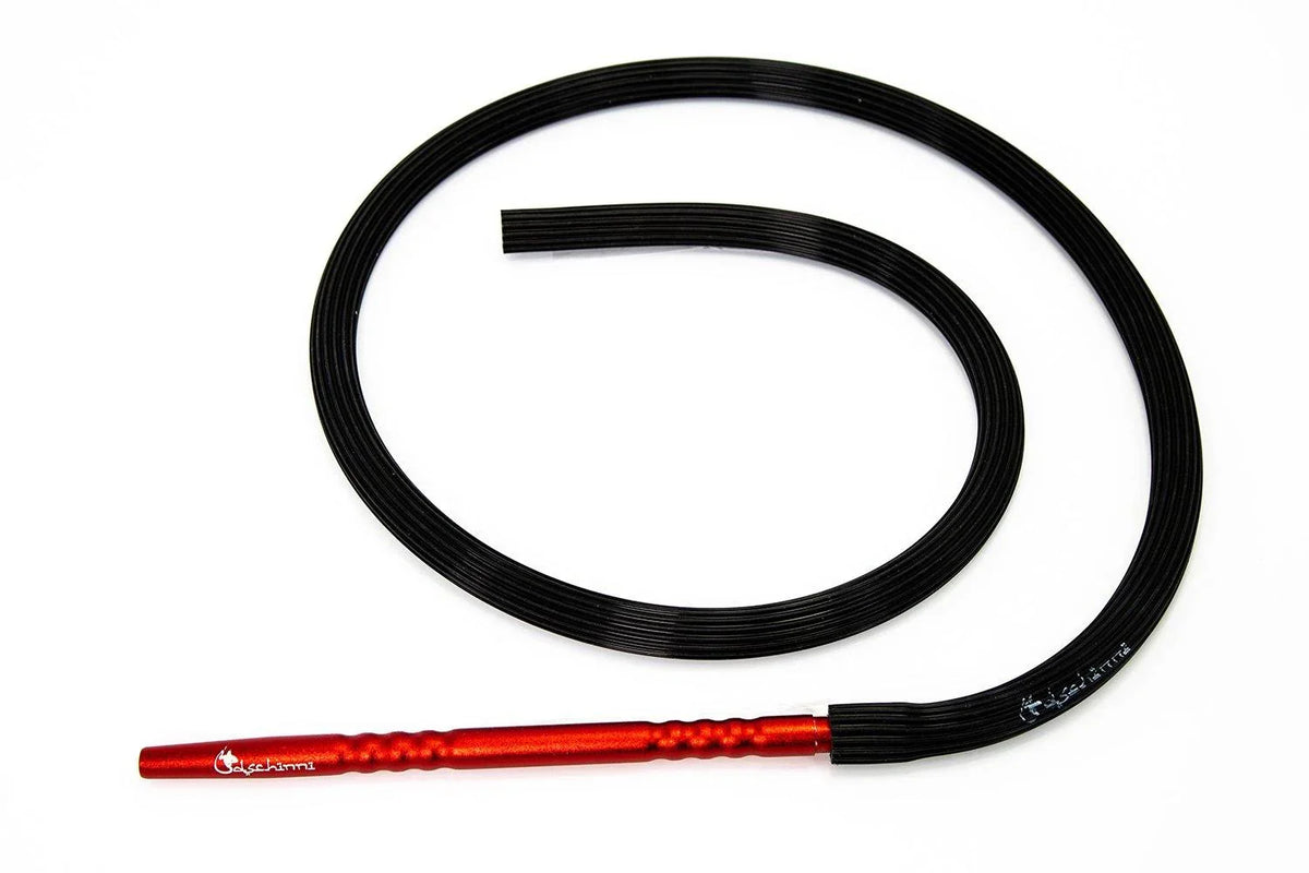 Dschinni Candyhose Black with Aluminium Red Mouthpiece - shishagear - UK Shisha Hookah Black Friday