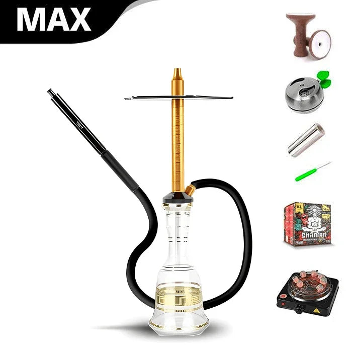 HJ SAOCCA Hookah with Bohemian Base Shisha Set - Gold Black - shishagear - UK Shisha Hookah