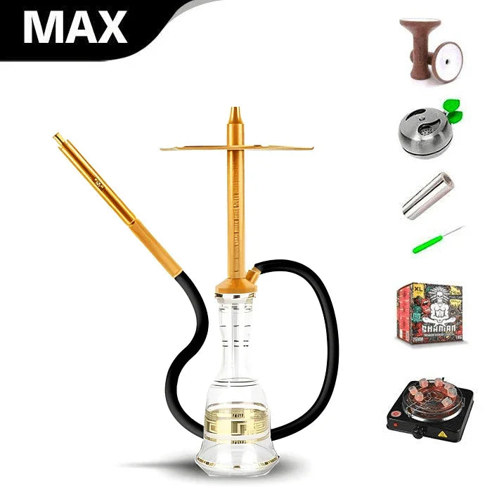 HJ SAOCCA Hookah with Bohemian Base Shisha Set - Gold - shishagear - UK Shisha Hookah