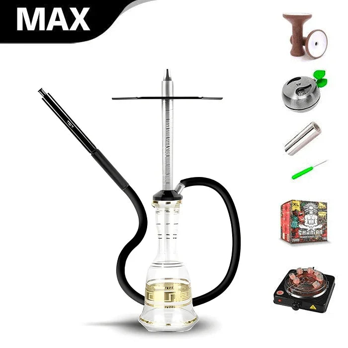 HJ SAOCCA Hookah with Bohemian Base Shisha Set - Silver Black - shishagear - UK Shisha Hookah