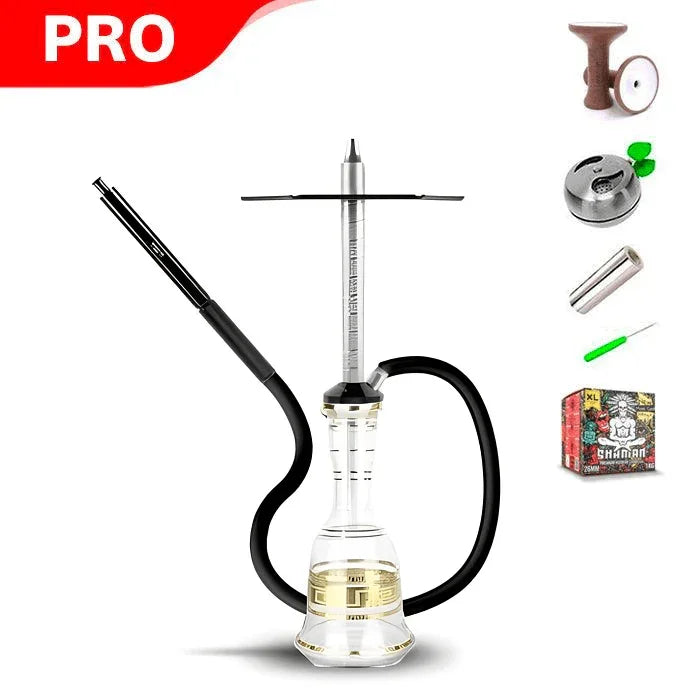HJ SAOCCA Hookah with Bohemian Base Shisha Set - Silver Black - shishagear - UK Shisha Hookah
