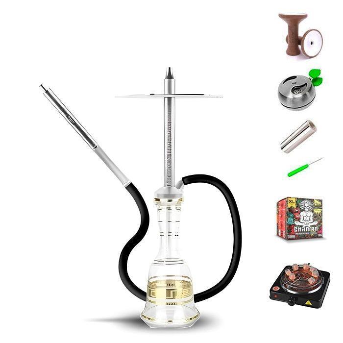 HJ SAOCCA Hookah with Bohemian Base Shisha Set - Silver - shishagear - UK Shisha Hookah