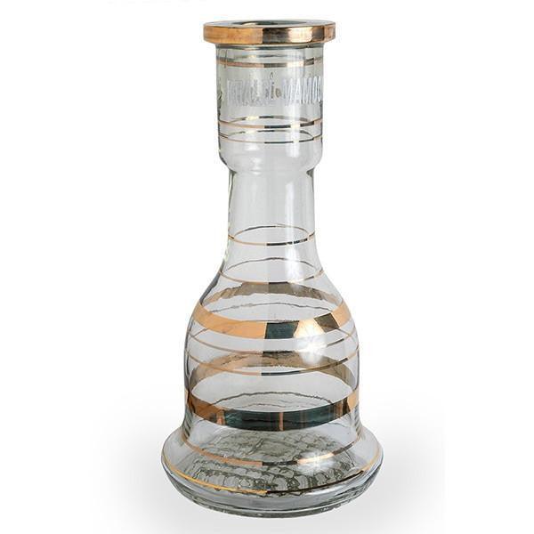Khalil Mamoon Striped Signature Hookah Vase Clear &amp; Gold - shishagear london uk