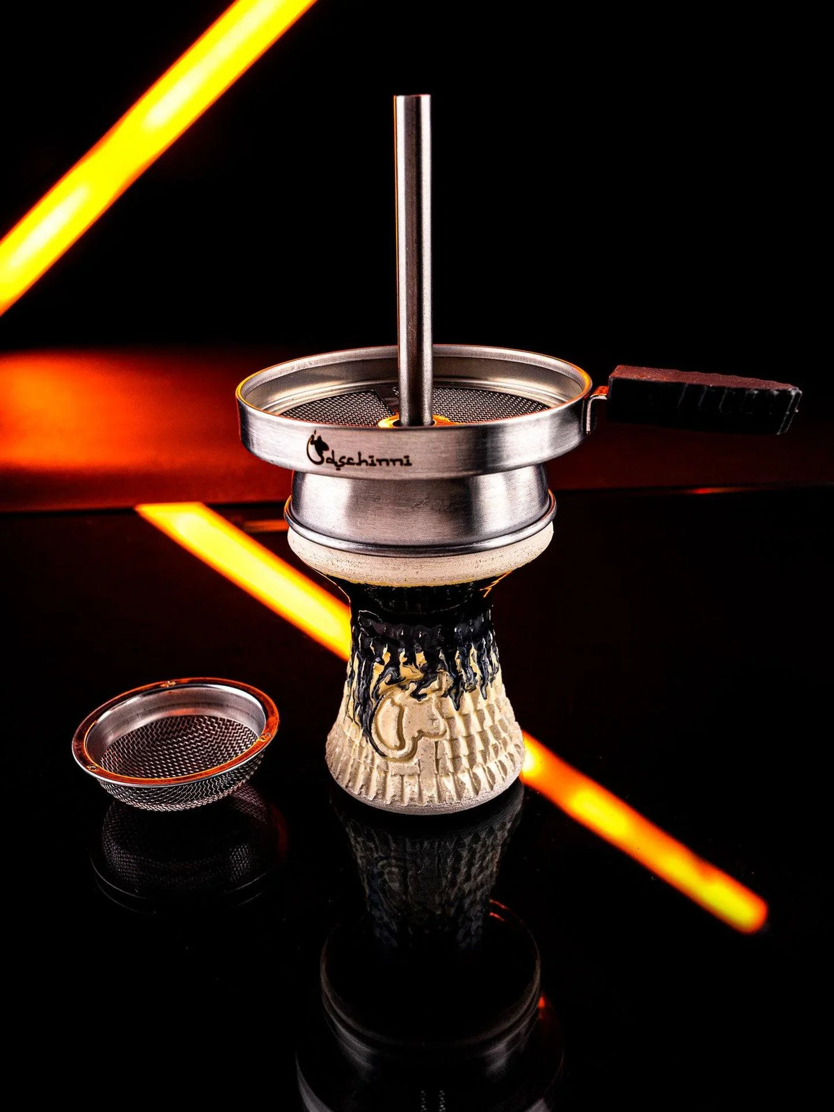 Dschinni Fireclay Nero Black Bowl with Seflex &amp; Vulcan Chimney - shishagear - UK