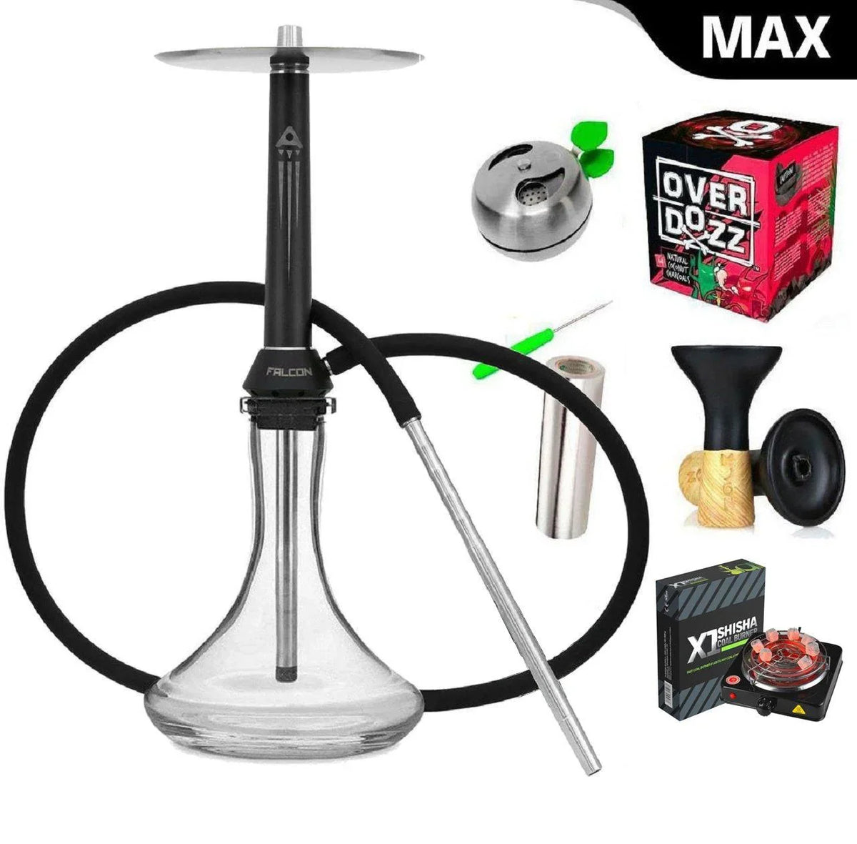Nova Smoke Falcon Clear Hookah Set - shishagear - UK Shisha Hookah Black Friday