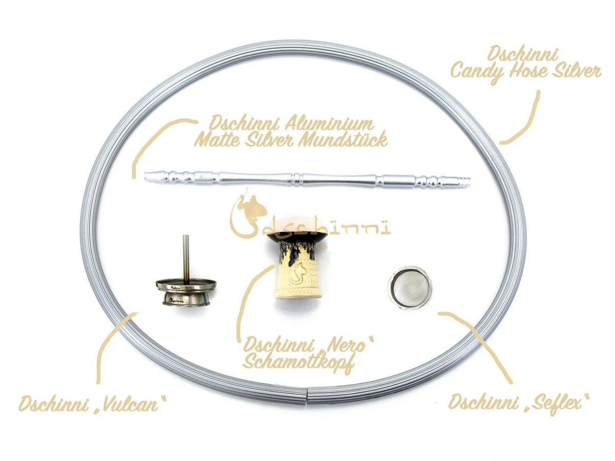 Dschinni Transformer Silver Set + ProSmoke Vulcan - shishagear - UK Shisha Hookah Black Friday