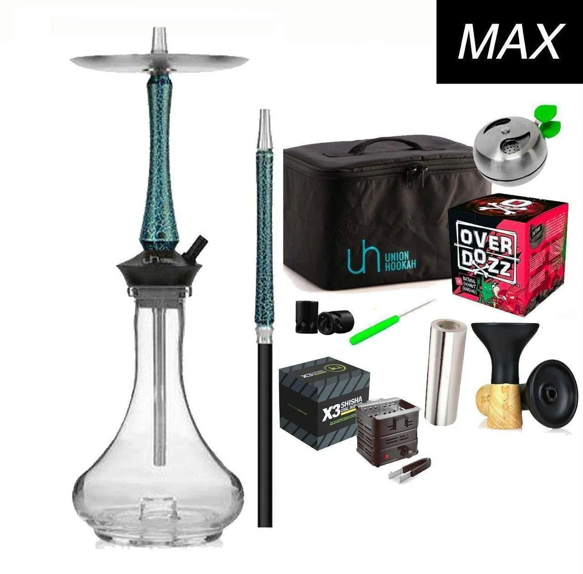 Union Hookah Sleek Crackle Blue Set - shishagear - UK