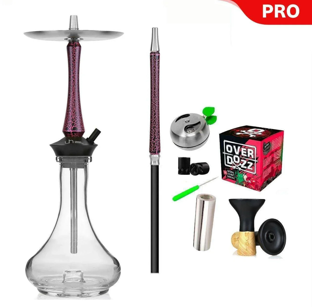 Union Hookah Sleek Cracks Black Fuchsia - shishagear - UK Shisha Hookah Black Friday