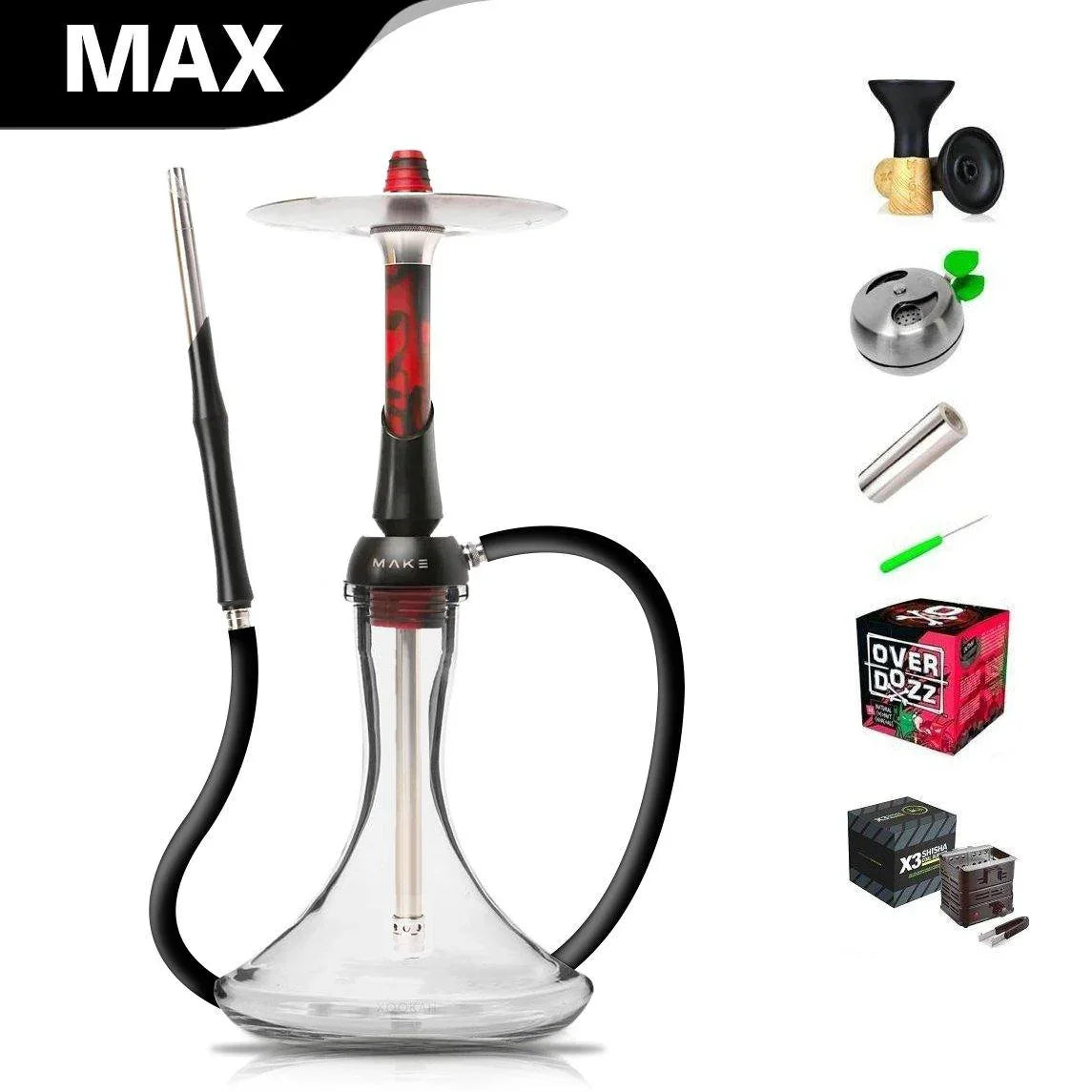 Make Hookah With Base Shisha Set - Red Acrylic - shishagear - UK