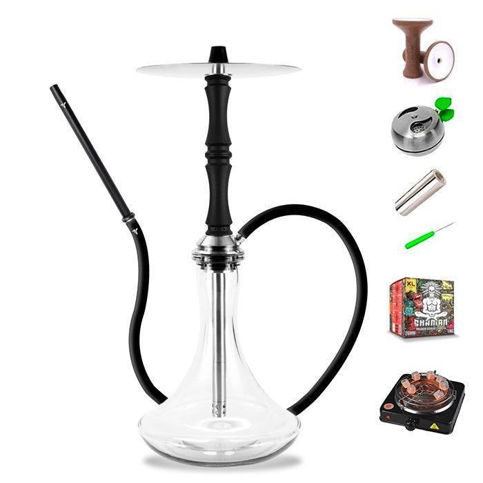 Aeon Vyro Versa Steel Sleeve Hookah Set - V3 Black - shishagear - UK Shisha Hookah