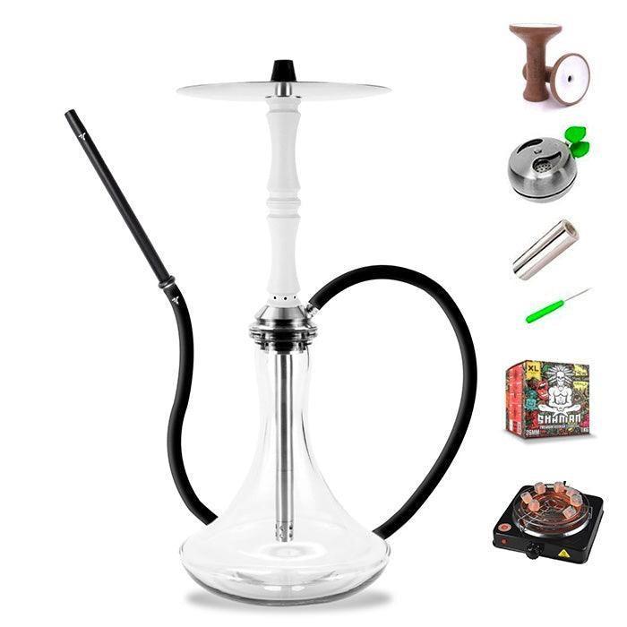 Aeon Vyro Versa Steel Sleeve Hookah Set - V3 White - shishagear - UK Shisha Hookah