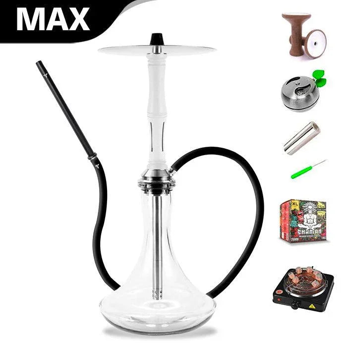 Aeon Vyro Versa Steel Sleeve Hookah Set - V4 White - shishagear - UK Shisha Hookah Black Friday