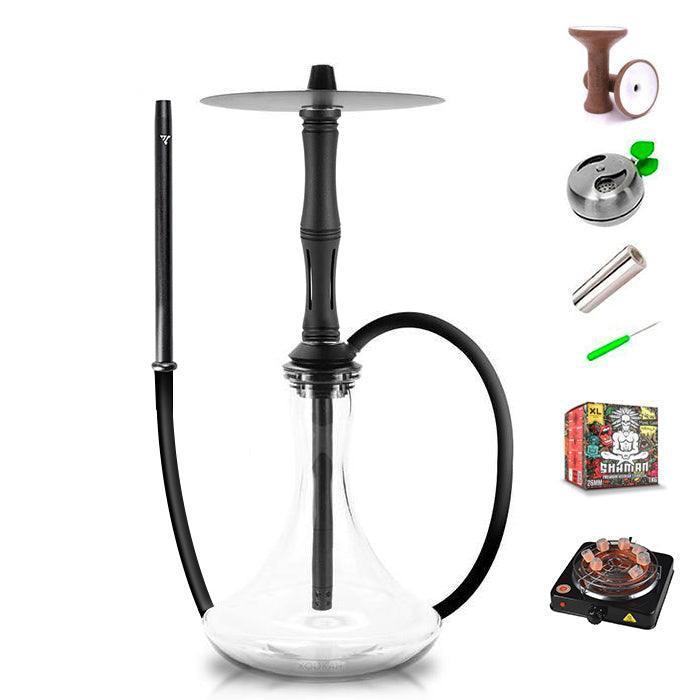 Vyro Versa with V4 Poly Black Sleeve & Blow Off Hookah Set - Black - shishagear - UK Shisha Hookah
