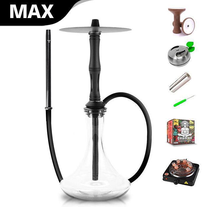 Vyro Versa with V4 Poly Black Sleeve &amp; Blow Off Hookah Set - Black - shishagear - UK Shisha Hookah