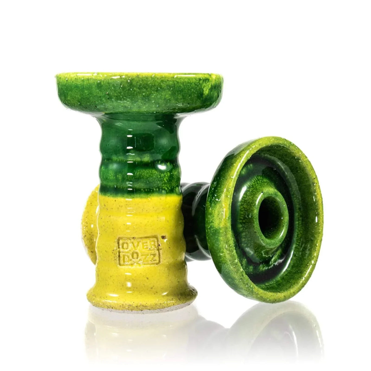 OverDozz Premium Phunnel Bowl G2-W White Clay - Green/Yellow - shishagear - UK