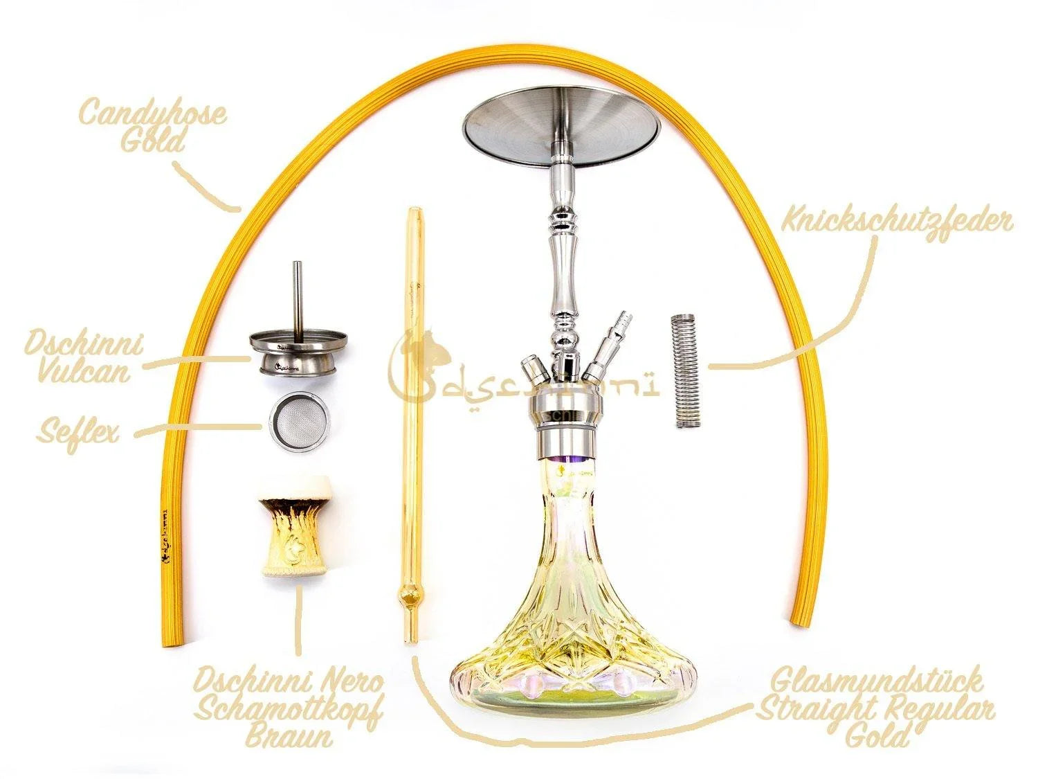 Dschinni Mio Phantom Chrome Hookah Set - shishagear - UK Shisha Hookah Black Friday