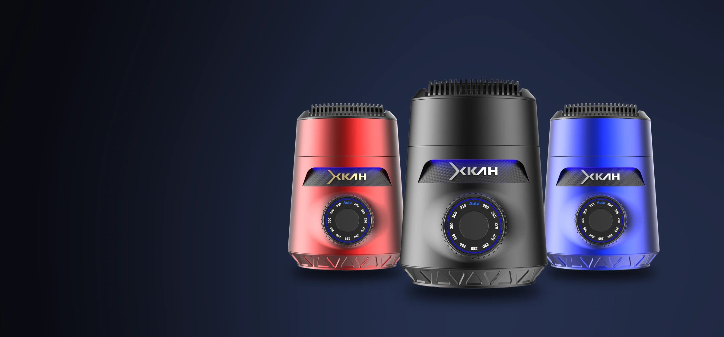 XKAH Lite hookah heads in red, graphite and blue